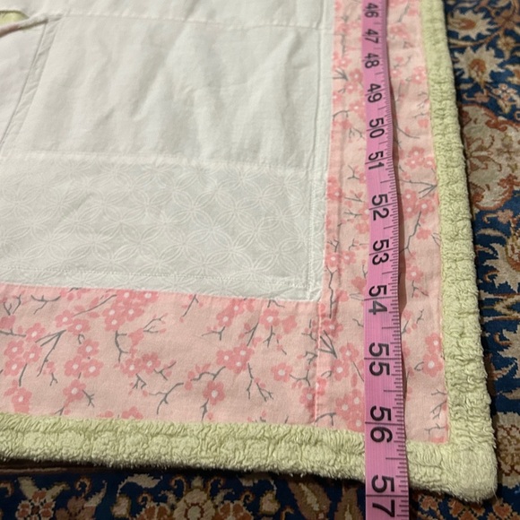 GUC Modern handmade quilt in corals, pinks and greens. Nursery. Needs TLC repair - Picture 10 of 10